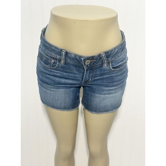American Eagle Outfitters Super Stretch Shortie Raw Hem Denim Short Blue Size 4 - Picture 13 of 13